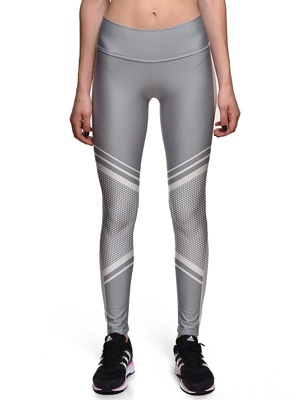 Grey Printed High Waist Hips Leggings