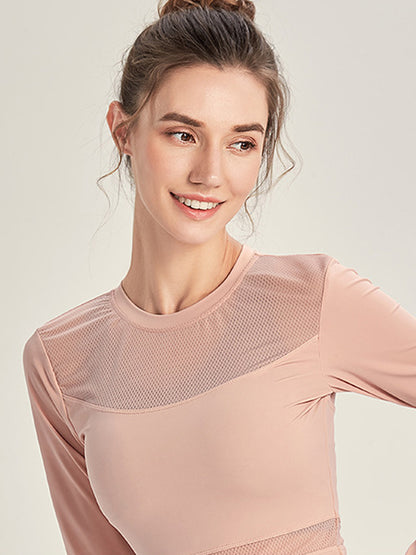 Split-Joint Long Sleeve Solid Color Slim Short Navel Top