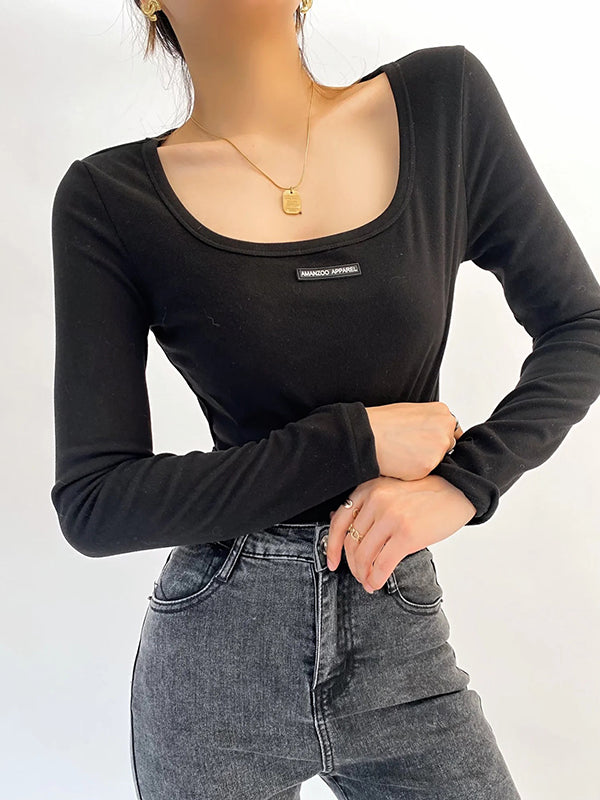 Long Sleeves U-Neck Bodysuits