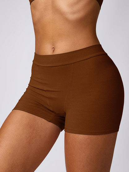 Skinny Wrap Solid Color Sports Shorts