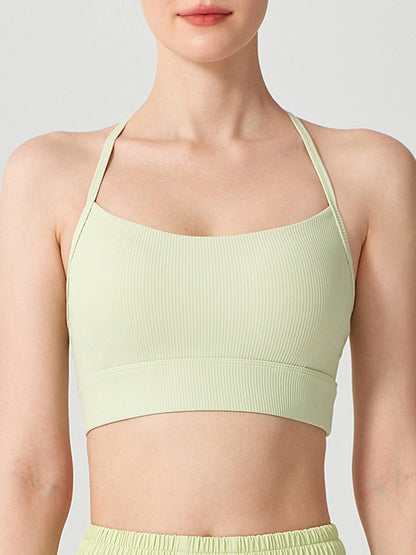 Wrap Hollow Solid Color Sports Bra