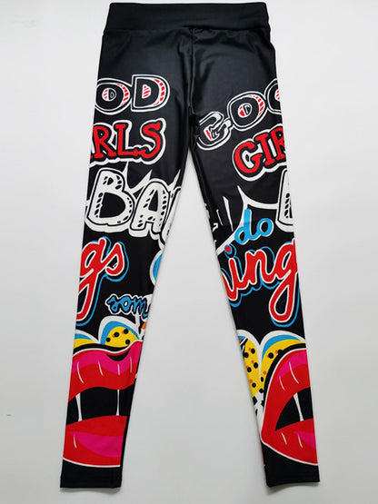 Fashion Graffiti Printing Empire Elasticity Dance Sport Leggings