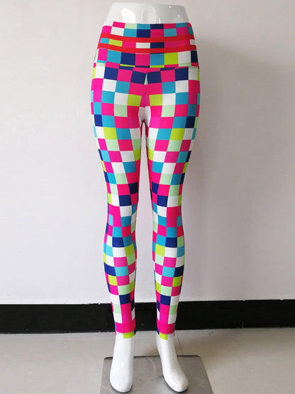 Mosaic Digital Printing High-Waisted Quick-Drying Slim Leggings