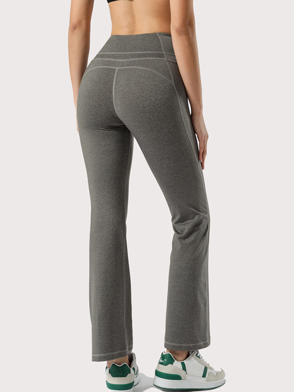 Flexible Solid Color Bell-Bottomed Sports Pants