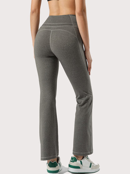 Flexible Solid Color Bell-Bottomed Sports Pants