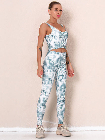 Tie-Dyed Top Bra&Legging Fitness Suits