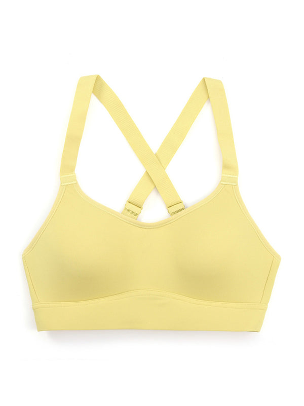 Skinny Wrap Back Cross Color-Block Spaghetti-Neck Sports Bra