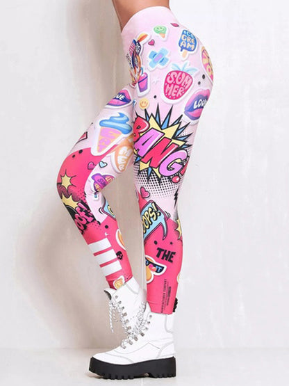 Printed High Waisted Flexible Sports Leggings