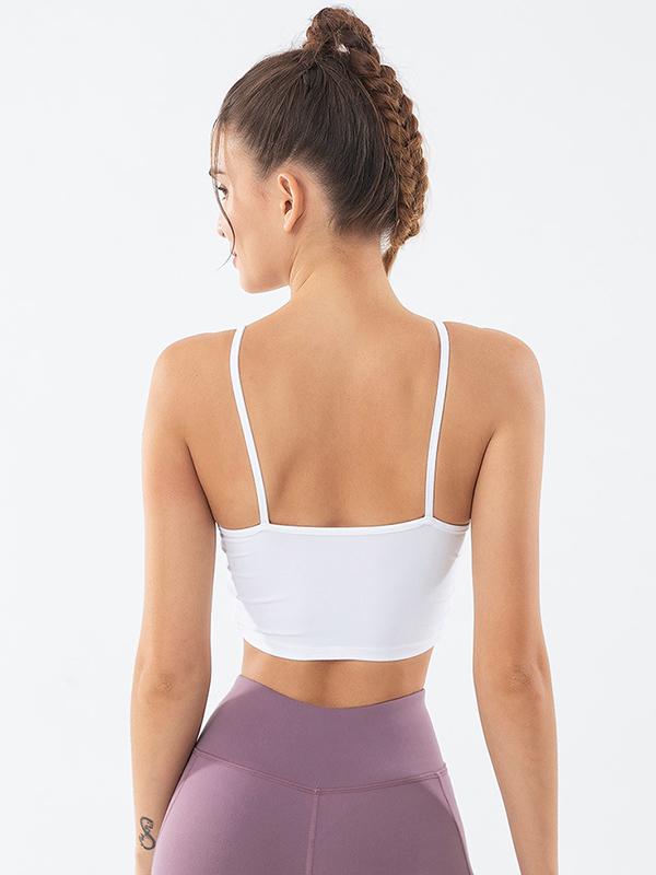 Solid Wrap Quick Dry Spaghetti-Neck Bra