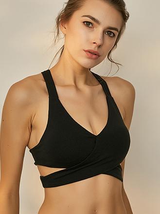 Wrap Solid Color Back Cross Sports Bra