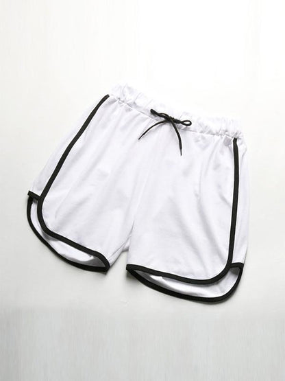 Casual Contrast Color Belted Sports Shorts