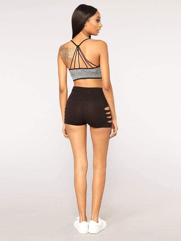 High Waist Hollow Sport Shorts