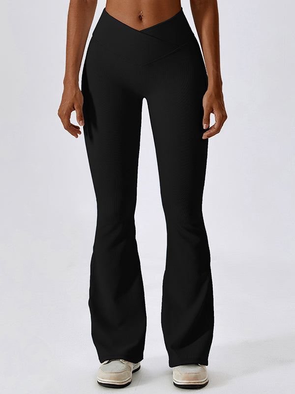 Flared Pants Skinny High-Waisted Solid Color Yoga Bottoms