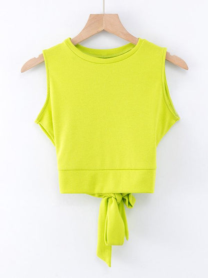 Casual Solid Wrap Backless Sleeveless Vest Top