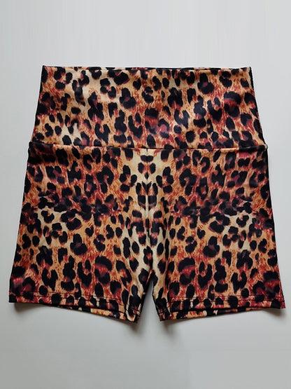 High Waist Sports Slim Fit Pants Hip Lift Leopard Print Shorts