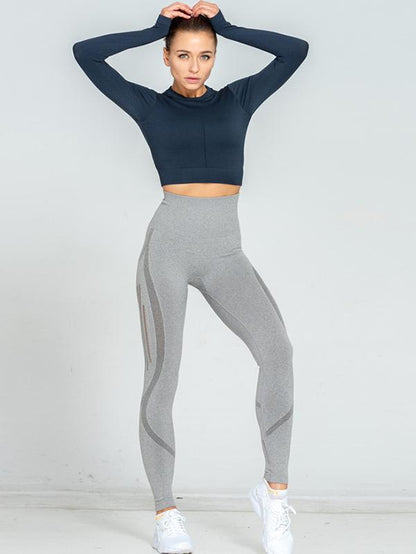 Sexy Solid Hollow Peach Hip Yoga Leggings