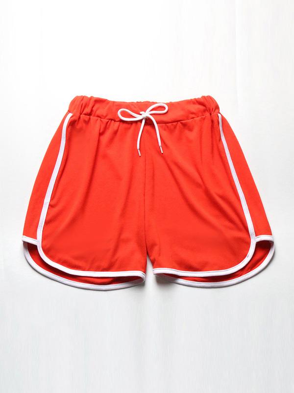 Casual Contrast Color Belted Sports Shorts