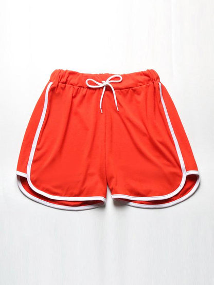 Casual Contrast Color Belted Sports Shorts