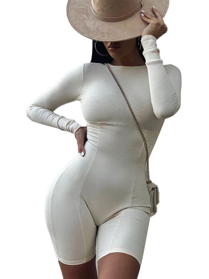 Long Sleeves Knitted Slim-Fit Hip-Lifting Sports Yoga Rompers