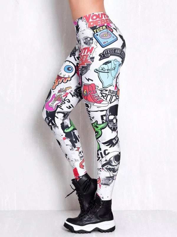 Printed High Waisted Flexible Sports Leggings