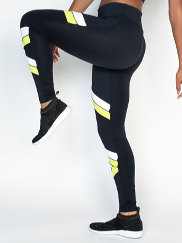 Contrast Color Casual High-Waisted Fitness Leggings