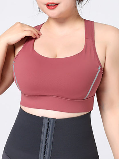 Wrap Hollow Solid Color Spaghetti-Neck Sports Bra