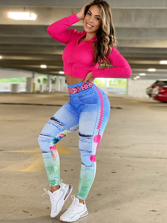 Color High-Waist Peach Hip Sports Leggings