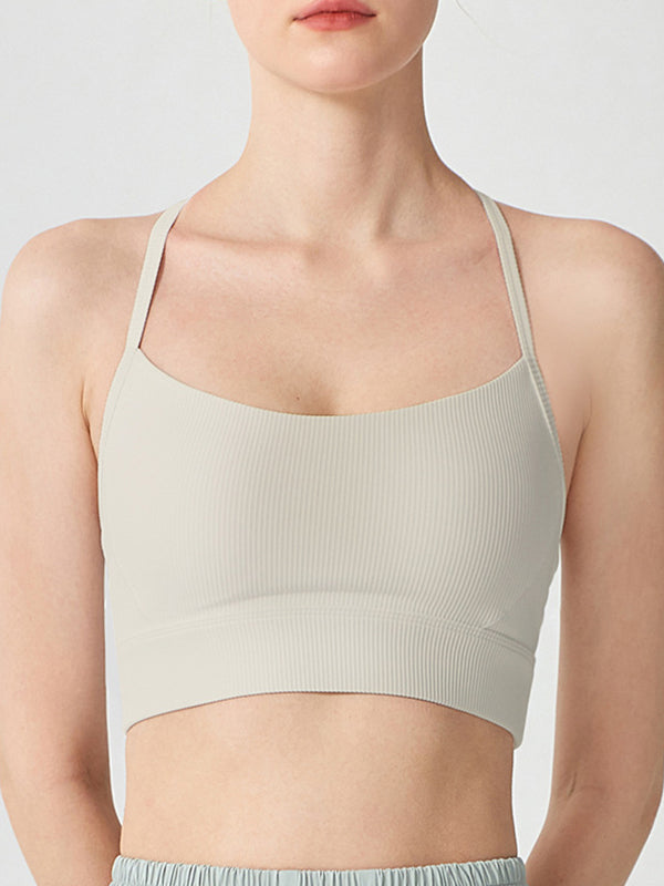 Wrap Hollow Solid Color Sports Bra