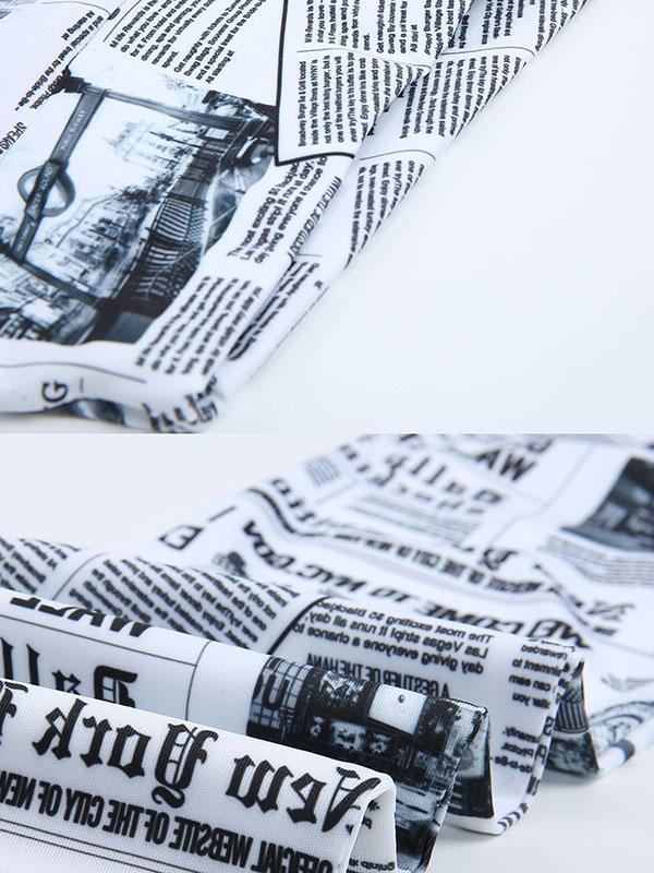 Newspaper Printed Yoga Ninth Leggings