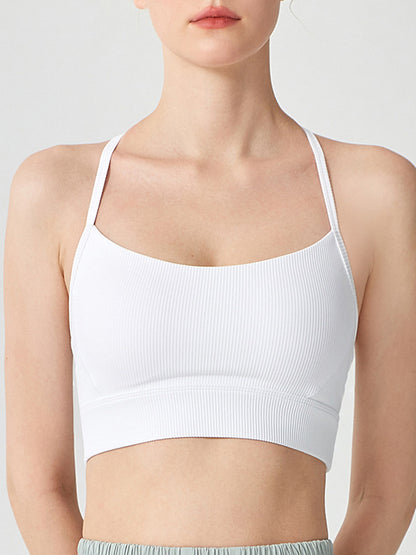 Wrap Hollow Solid Color Sports Bra