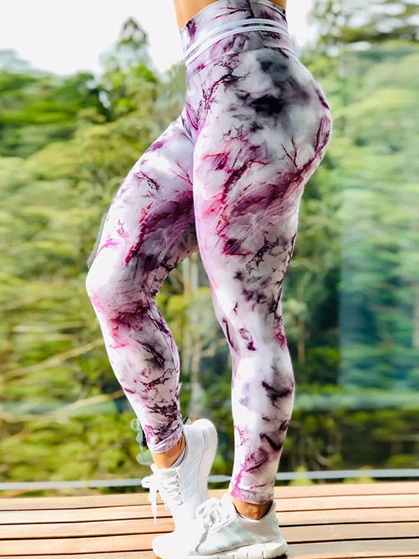 Marble Printing Empire Slim Quick-Dry Yoga Leggings