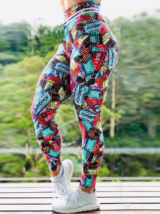 Digital Printed High Stretch Slim Cropped Nine-Point Leggings