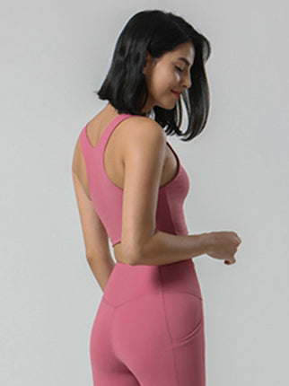 Breathable Solid Color High-Waisted Pockets Yoga Suits