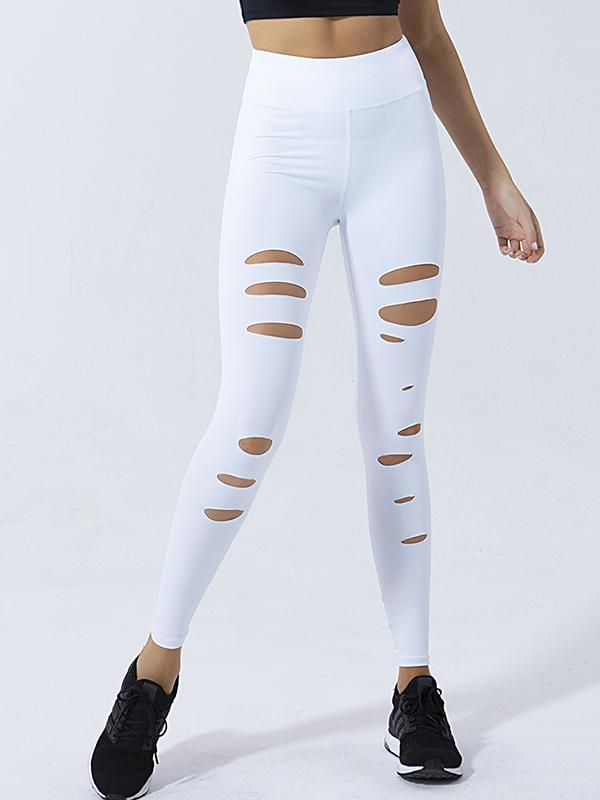 Wrap Solid Color Holes High Waist Leggings