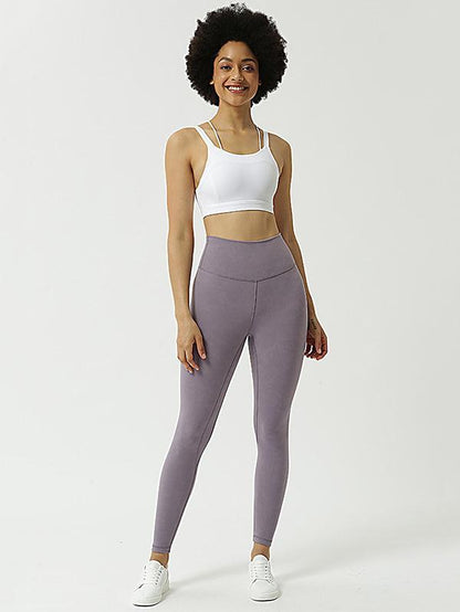 Solid Color High-Waisted Sports Leggings