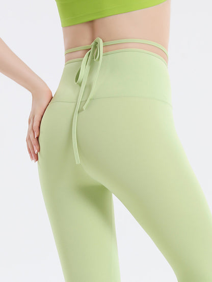 Wrap Bandage Hollow Solid Color Leggings