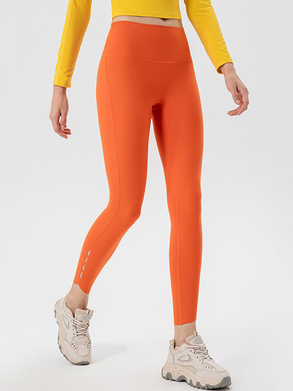 Skinny Leg Wrap Breathable High-Waisted Hollow Solid Color Leggings