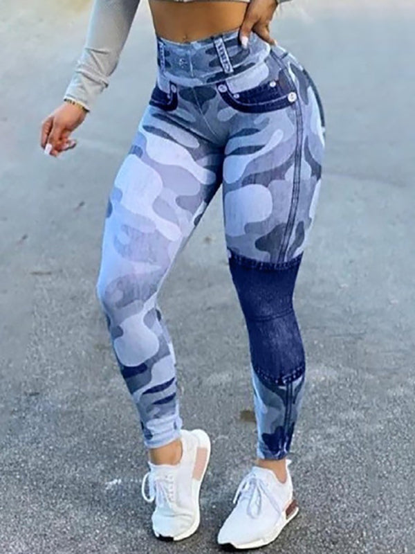 Wrap Skinny Leg High-Waisted Printed Camouflage Leggings