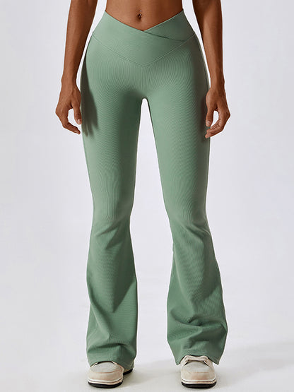 Flared Pants Skinny High-Waisted Solid Color Yoga Bottoms