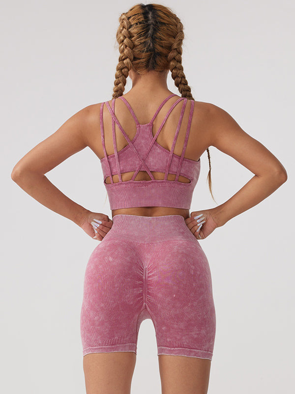 Skinny Solid Color U-Neck Yoga Suits