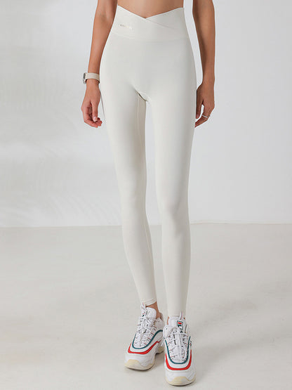 Skinny Wrap High-Waisted Printed Solid Color Leggings