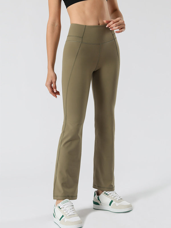 Flexible Solid Color Bell-Bottomed Sports Pants