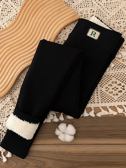 Casual Skinny Keep Warm Solid Color Velvet Leggings