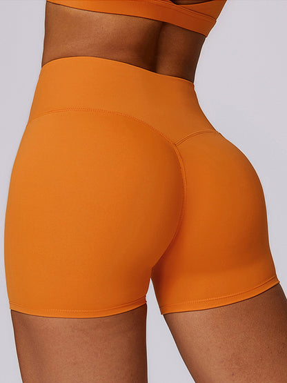 Skinny Leg High-Waisted Solid Color Shorts Sports Shorts