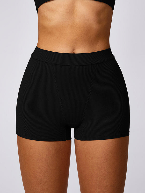 Skinny Wrap Solid Color Sports Shorts