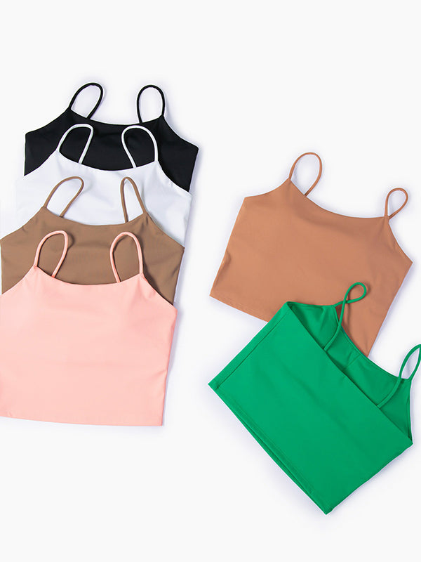 Backless Solid Color Spaghetti-Neck Sports Bra