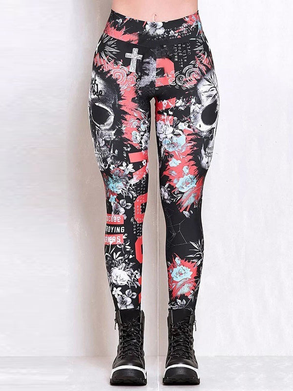 Skinny Skull Print Yoga Bottoms Leggings