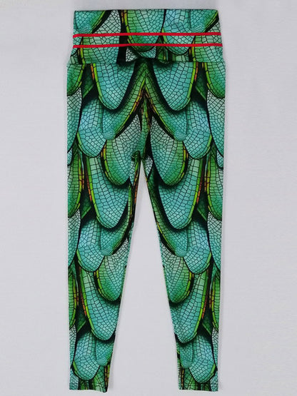 Green Wings High-Waisted Hip Lift Stretch Yoga Leggings