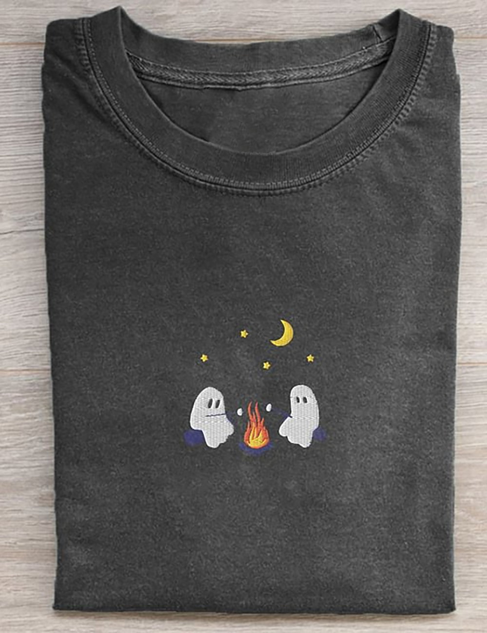 Cute Ghosts Camping Embroidered T-shirt