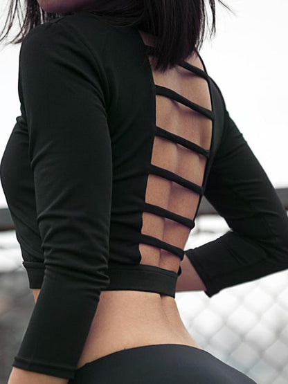 Sexy Solid Wrap Backless Yoga Tops